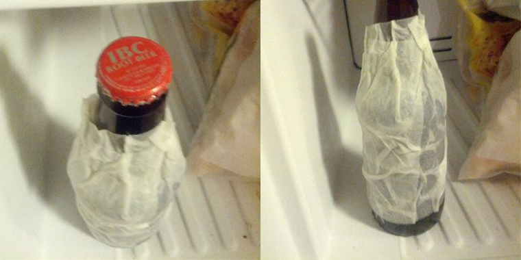 Lifehack: Cool Beverages Fast With A Napkin + Freezer